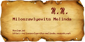Miloszavlyevits Melinda névjegykártya